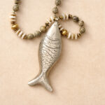 Jasper Taşı & Pirinç Balık – Jasper Stone Brass Fish Necklace - Görsel 3